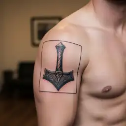 thor's hammer tattoo design idea