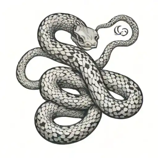 snake wrapped with mantra written tattoo design idea