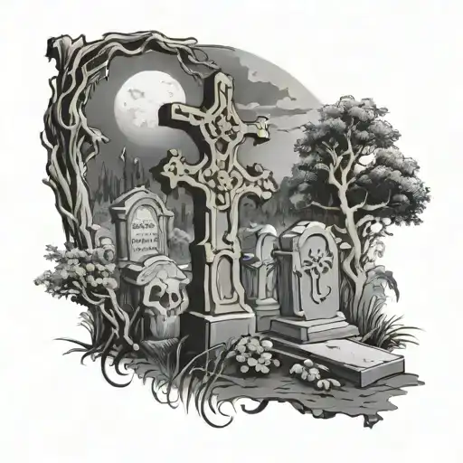 graveyard tattoo design idea