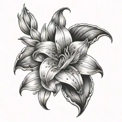 half sleeve upper arm and shoulder tattoo of bosnian lillys, bottom part there is a symbol of lily like emoji one that's tattoo design idea