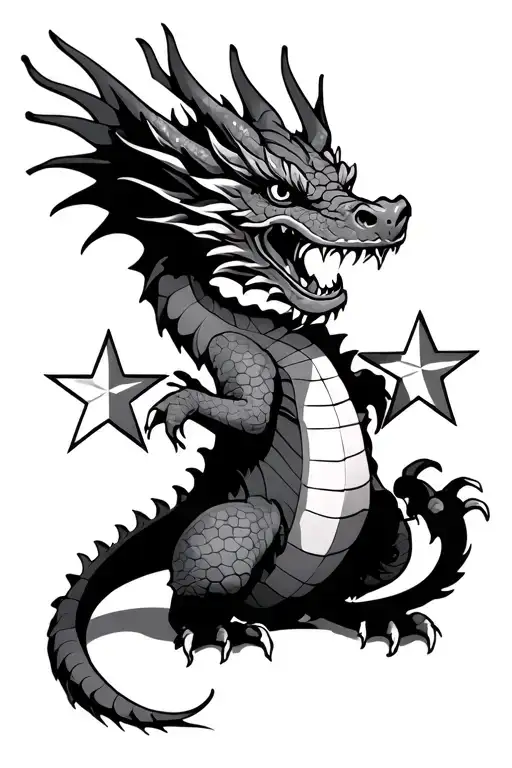 Dragon holding the three stars from the filipino flag tattoo design idea