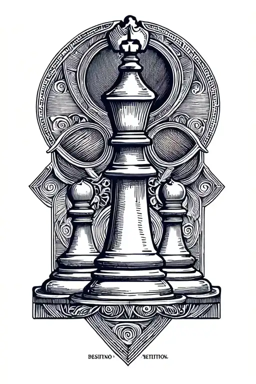 space elements, chess rook stylized tattoo design idea