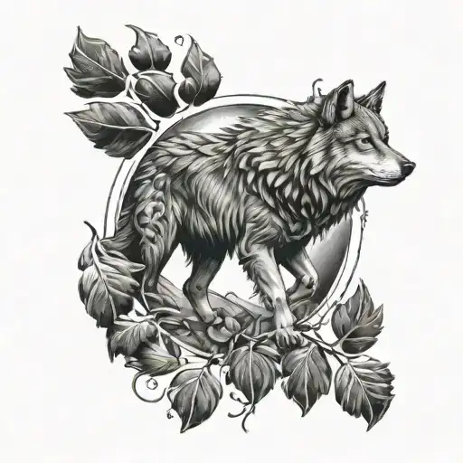 wolf paw print raven inside representing transformation tattoo design idea