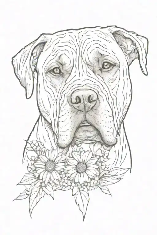 Cane Corso + Daisy + Natalia tattoo design idea