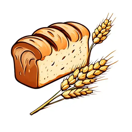 Loaf of bread with wheat pieces tattoo design idea