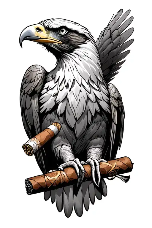 eagle cigar whiskey tattoo design idea