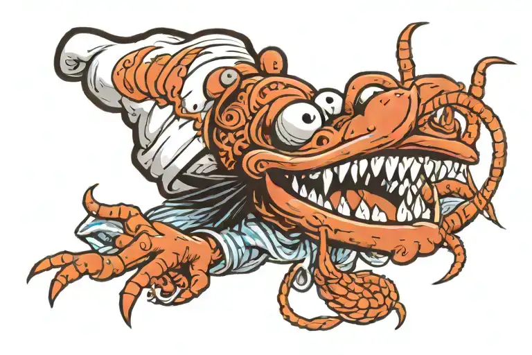 pepe the king prawn wearing a chefs hat tattoo design idea