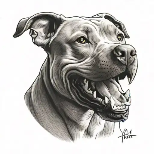 a pit bull smiling tattoo design idea