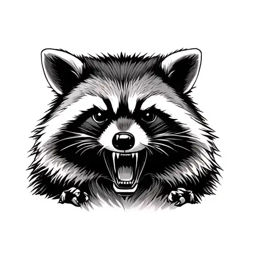 Angry raccoon with semicolon hidden within tattoo design idea