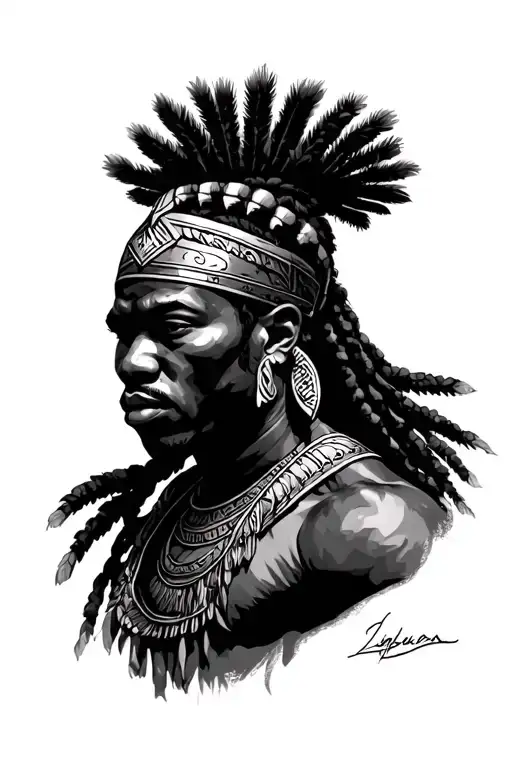 African Warrior tattoo design idea