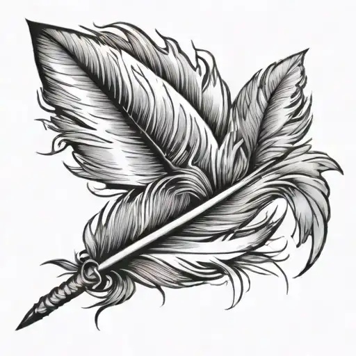feather with deconstructed gray cancer ribbon wrapped loosely tattoo design idea