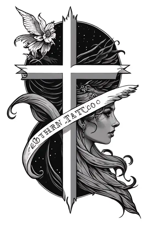 southern cross constilation going up side boob tattoo design idea