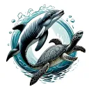 Dolphin And Turtle tattoo design idea