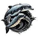 Dolphin And Turtle tattoo design idea