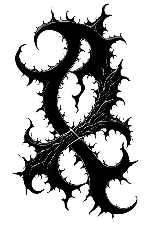 "Create an unusual symbol that embodies the themes of darkness, despair, destruction, fear, and the power of magic.  tattoo design idea