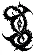 "Create an unusual symbol that embodies the themes of darkness, despair, destruction, fear, and the power of magic.  tattoo design idea
