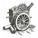cigarette and wagon wheel  tattoo design idea