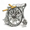 cigarette and wagon wheel  tattoo design idea