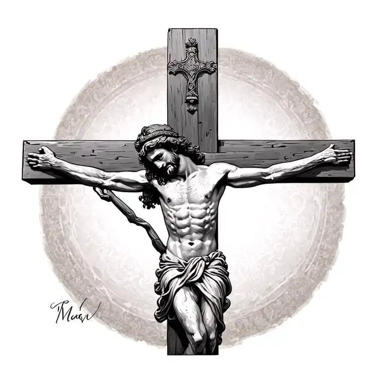the king jesus christ crucifixion tattoo design idea