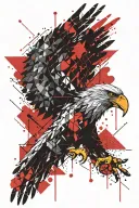 small eagle a crown a blank part in shape of a cross geometric shapes and dots tattoo design idea