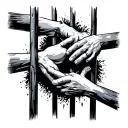 hands grabbing jail bars tattoo design idea