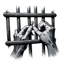 hands grabbing jail bars tattoo design idea