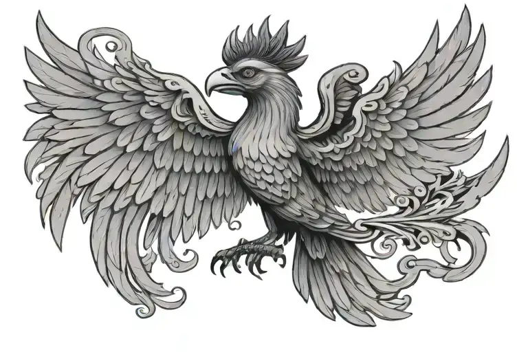 traditional liver bird, wings spread  tattoo design idea