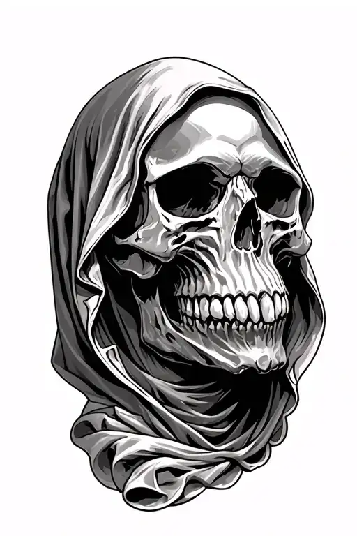 cloaked dark skull inside tattoo design idea