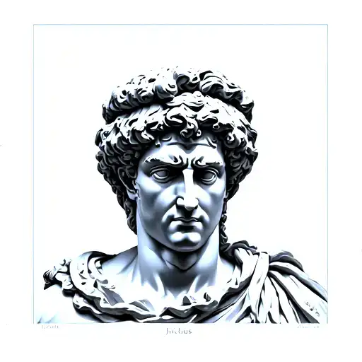 JULIUS CAESAR ROMAN STATUE LOOKING FROM 3-4 tattoo design idea