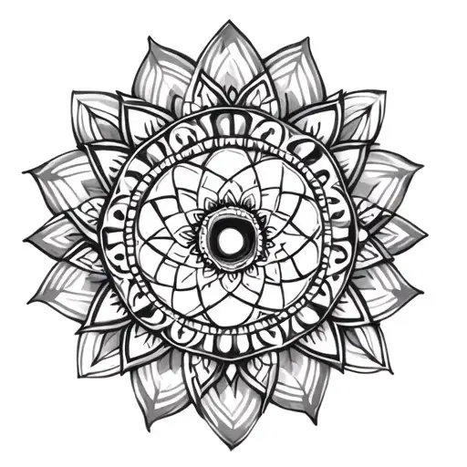 full head tattoo design featuring mandala incorporating geometric shapes tattoo design idea