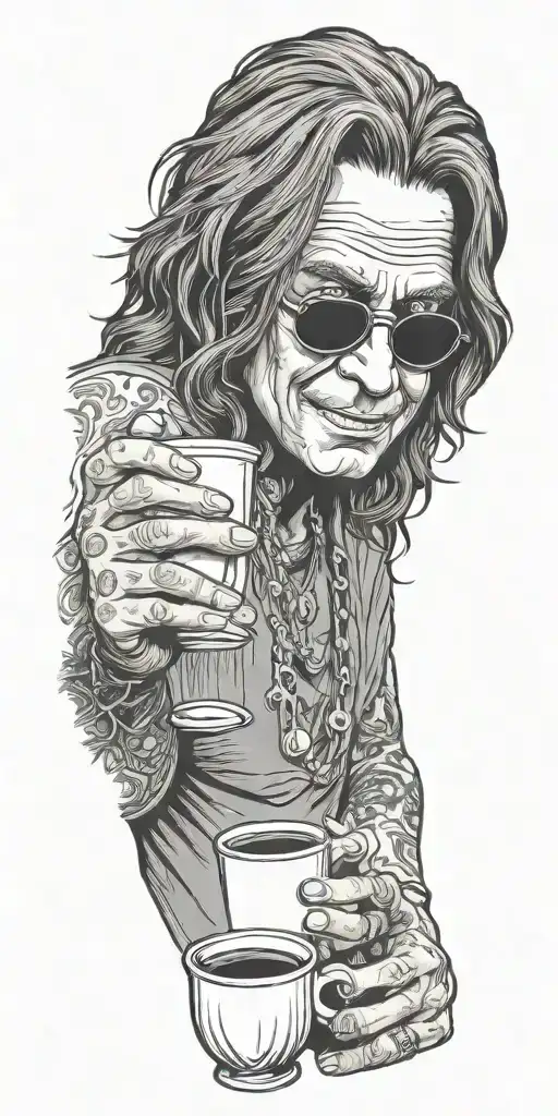 ozzy osbourne drinking coffee tattoo design idea