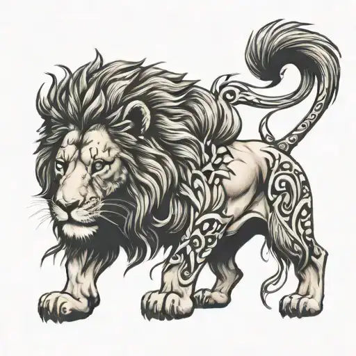 Realistic lion with scars  tattoo design idea