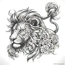 Realistic lion with scars  tattoo design idea