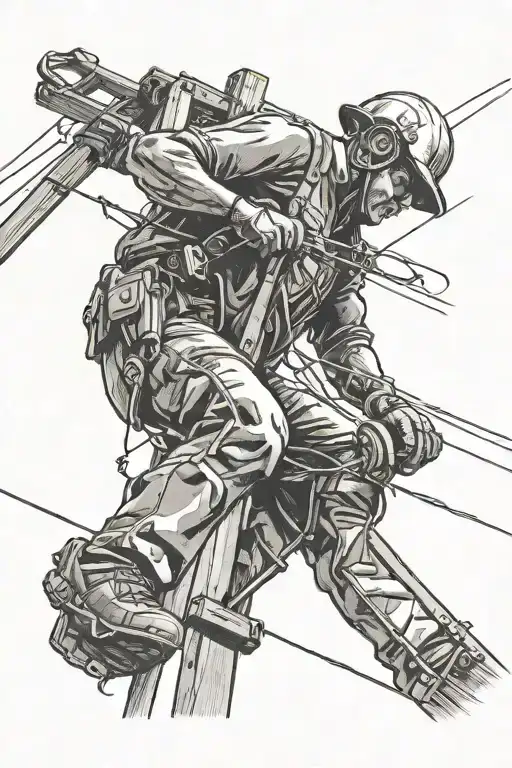 lineman working on power lines tattoo design idea