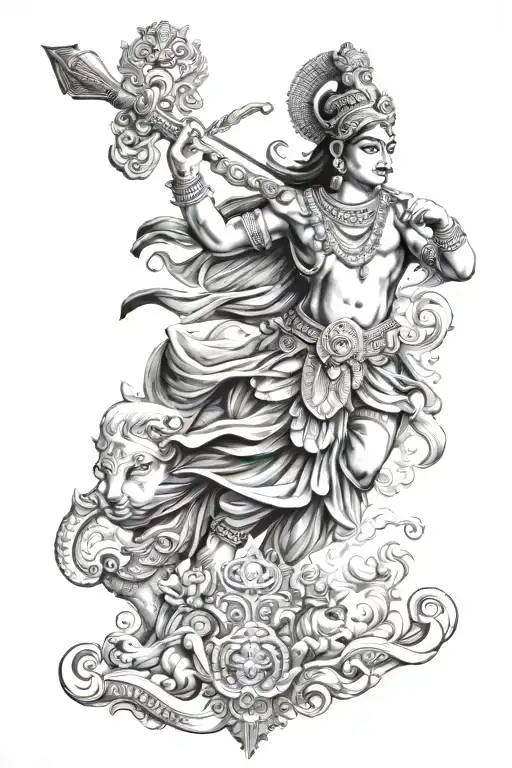 bhagavath gita lord krishna leading arjuna tattoo design idea