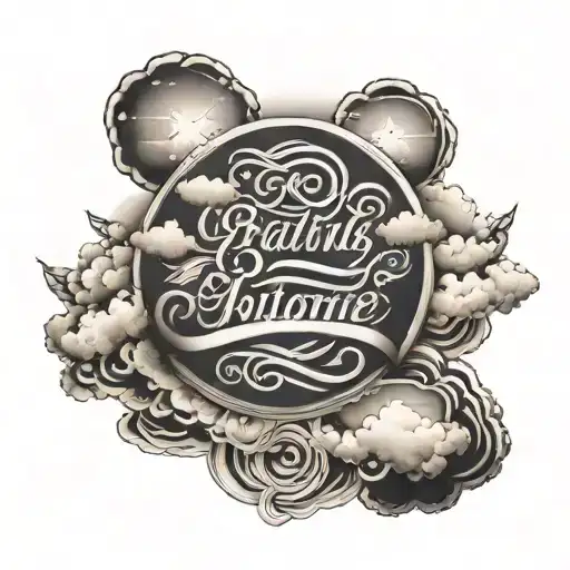 shading and clouds with quote written tattoo design idea