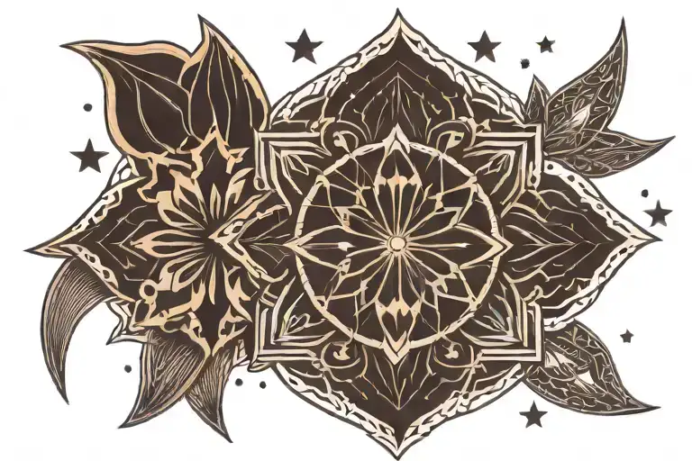 outline, geometric, cresent moon, love, shooting stars, mandala, hanging, lotus, moons, outline,  multiple moons tattoo design idea