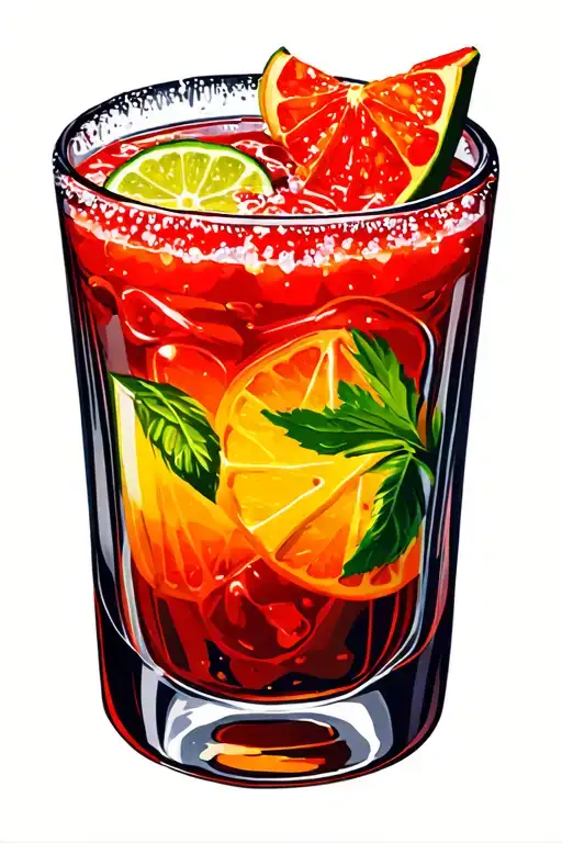spicy margarita glass tattoo design idea
