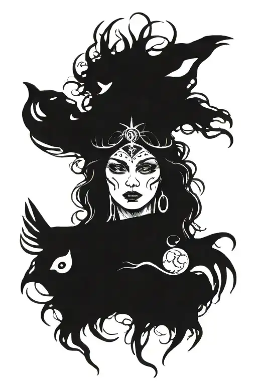 Hecate is the ancient goddess of the crossroads, the moon, wilderness, childbirth, and sorcery. tattoo design idea