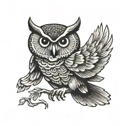 owl flying tattoo design idea