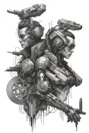 Cyberpunk tattoo design idea