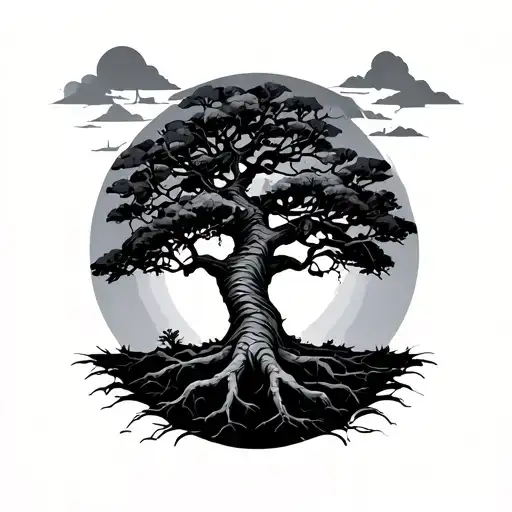 tree with dna-strand trunk symbolizing life tattoo design idea