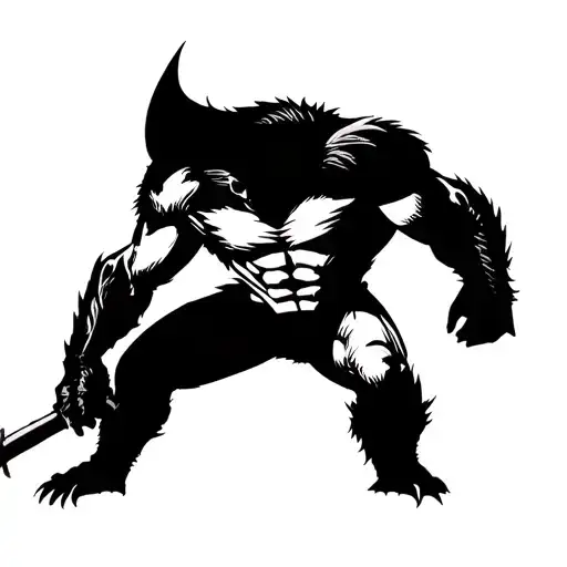 realistic Wolverine animal silhouette looking to right  tattoo design idea