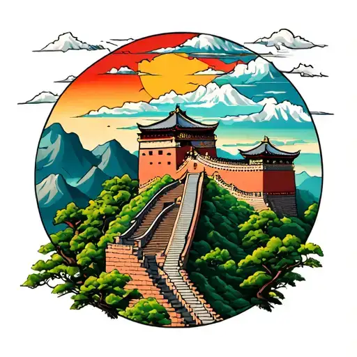 Great Wall south east Asia tattoo design idea