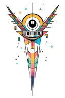 synthesizer cirquit geometric design under knee color tattoo design idea