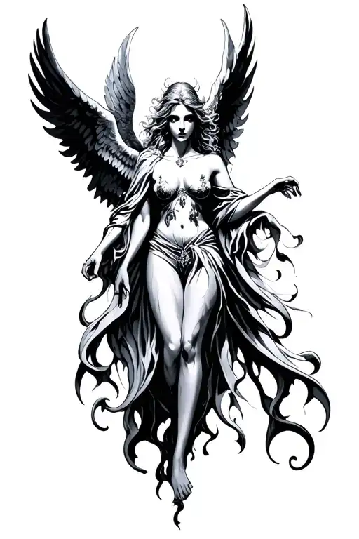angel of darkness tattoo design idea