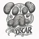 paw prints with name of Oscar award totoo tattoo design idea