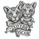 paw prints with name of Oscar award totoo tattoo design idea
