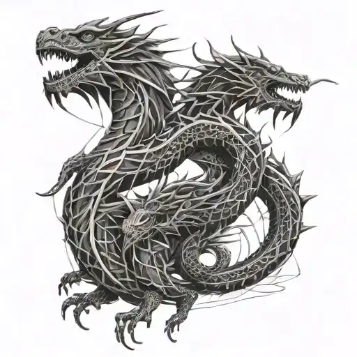 Dragon with 3 dragon heads tattoo design idea