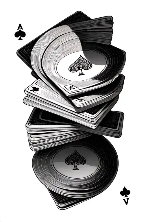 deck of cards being shuffled tattoo design idea